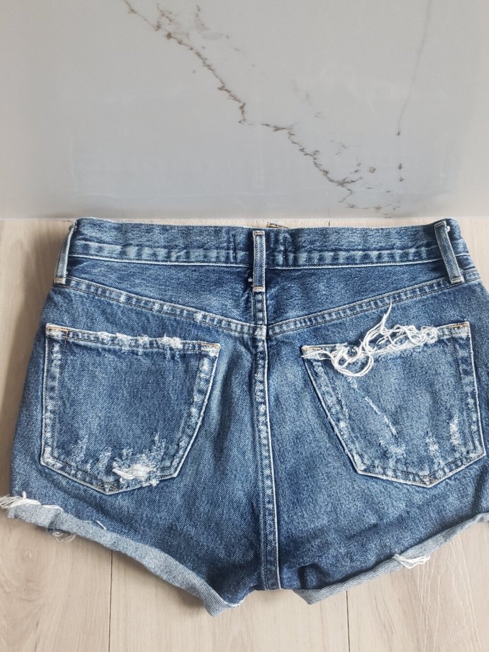 AGOLDE Shorts Bundle Womens 24 Blue Parker Denim Cut Offs Distressed - Picture 7 of 10